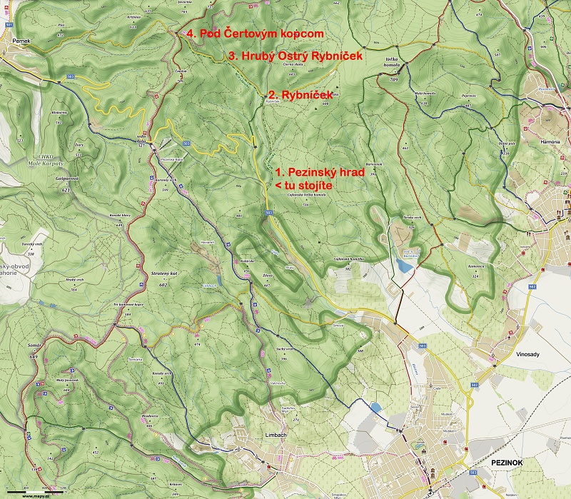mapa náučného chodníka Pezinok