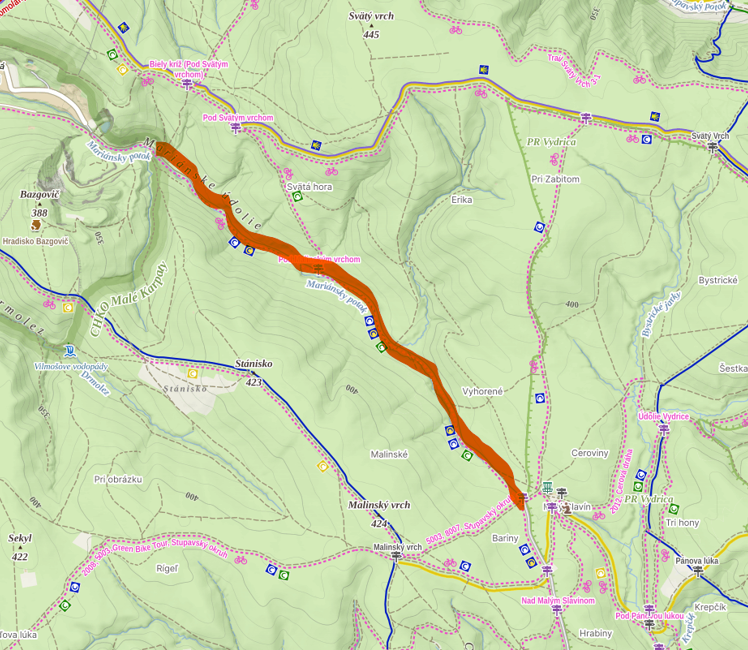 mariansky potok | WebJET CMS Mapa trasy -Mariánsky potok