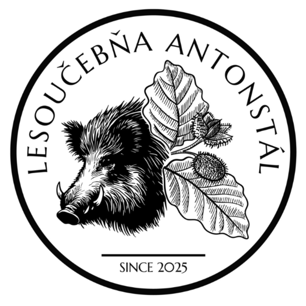 ciernobiele logo lesoucebne antonstal otvorenej roku 2025 vyobrazujuce diviaka buk | WebJET CMS