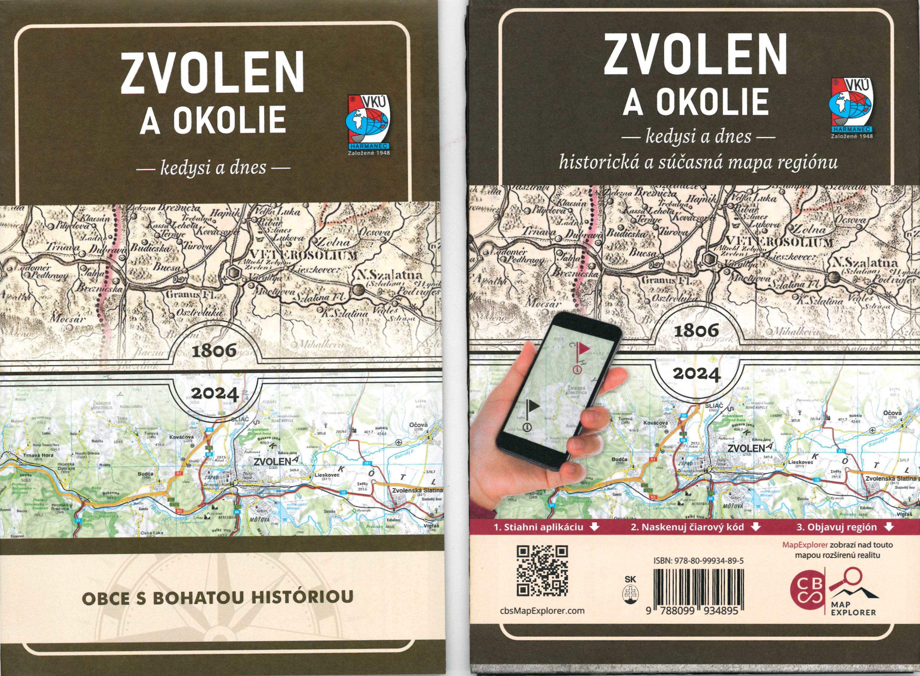 Mapa ZVOLEN A OKOLIE kedysi a dnes